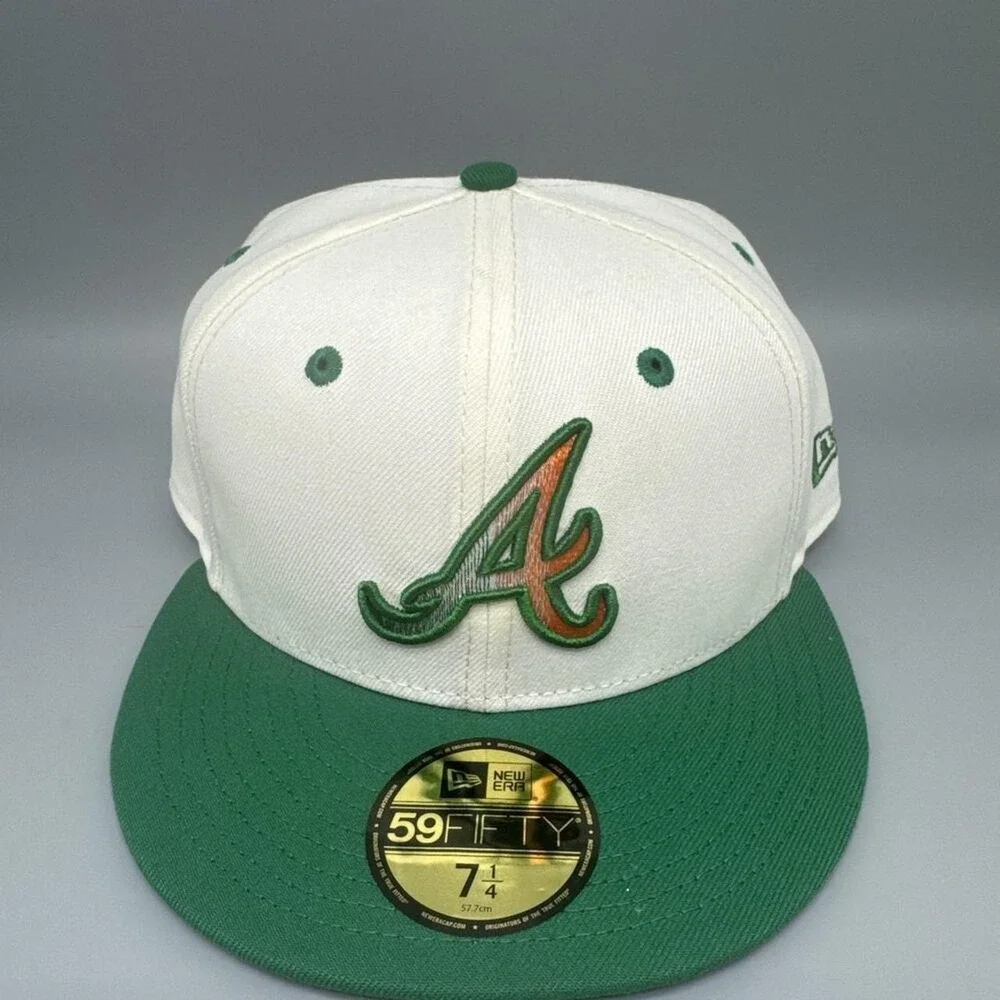 New Era 59FIFTY Fitted Hat Atlanta Braves White/Green Men's 7 1/4 – NWT